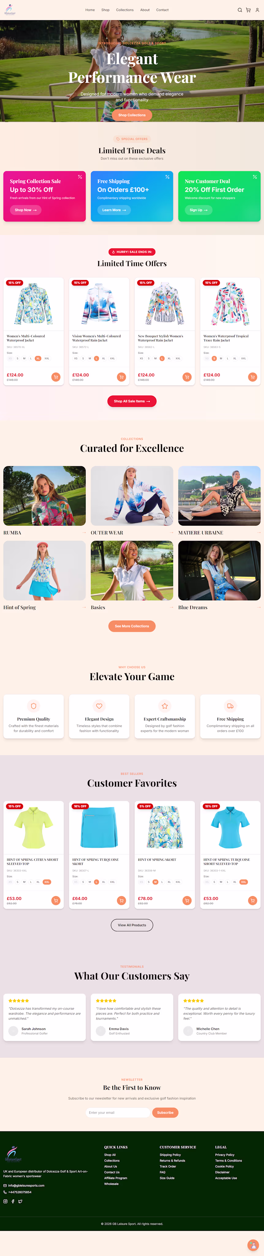 Golf Clothing Ecommerce Website